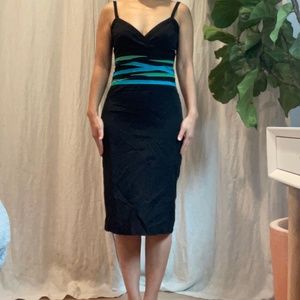 Romyda Keth Black dress with Blue and Green Ribbons